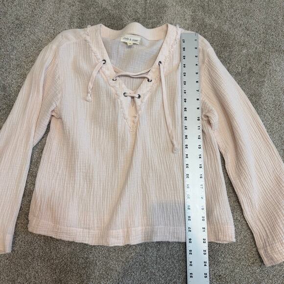 Anthropologie Cloth & Stone medium gauze lattice lace front tie top TLS1 2739 - Picture 2 of 11